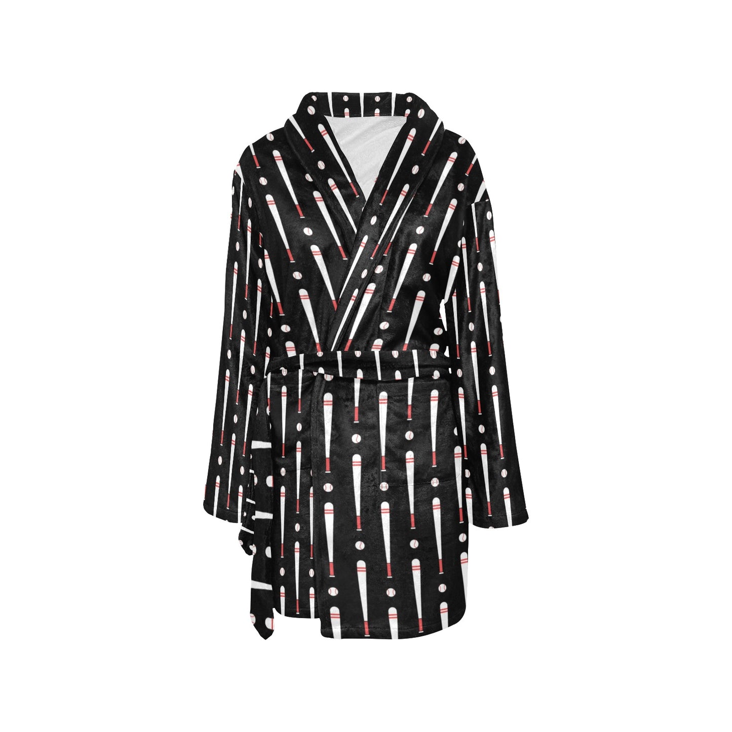 Baseball Pattern Print Design 03 Women's Fleece Robe