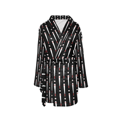 Baseball Pattern Print Design 03 Women's Fleece Robe