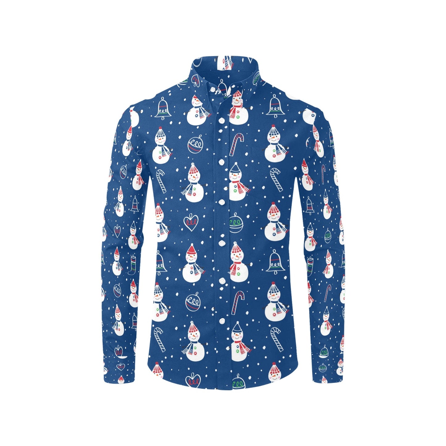 Snowman Print Design LKS306 Men's Long Sleeve Dress Shirt