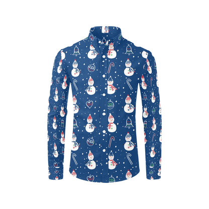 Snowman Print Design LKS306 Men's Long Sleeve Dress Shirt