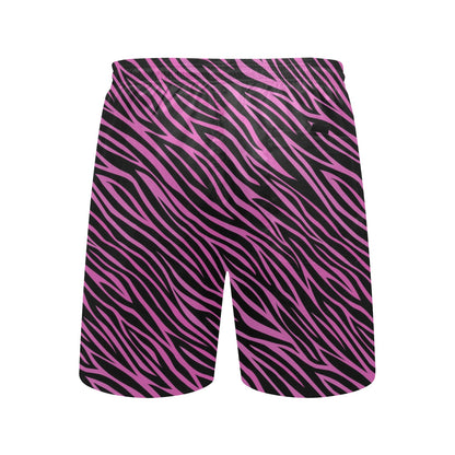 Zebra Pink Print Design LKS304 Men's Swim Trunks Beach Shorts