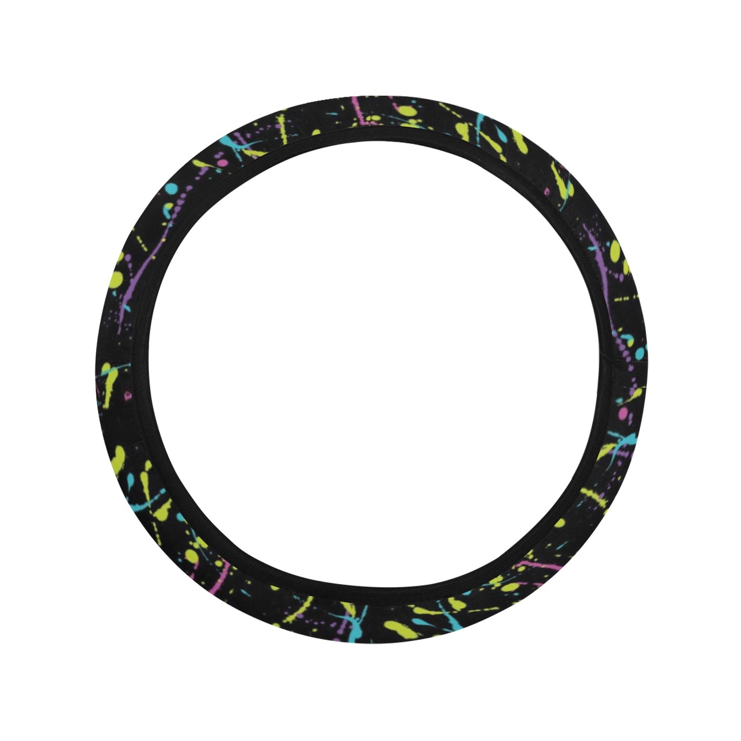 Splatter Multicolor Print Design LKS302 Steering Wheel Cover with Elastic Edge