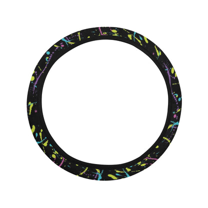 Splatter Multicolor Print Design LKS302 Steering Wheel Cover with Elastic Edge