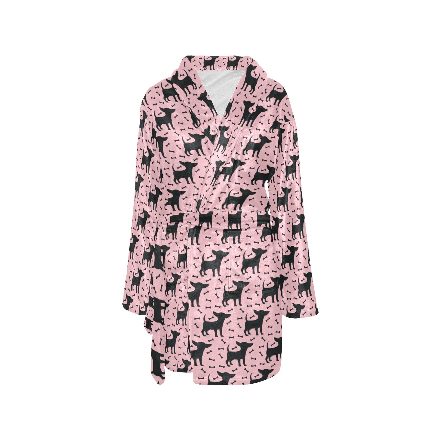 Chihuahua Pink Print Pattern Women's Fleece Robe