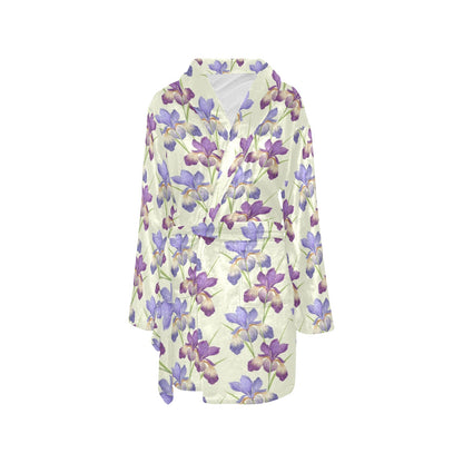 Iris Pattern Print Design IR08 Women's Fleece Robe