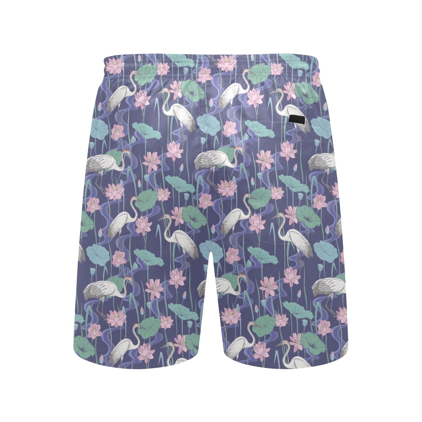 Water Lily Print Design LKS306 Men's Swim Trunks Beach Shorts