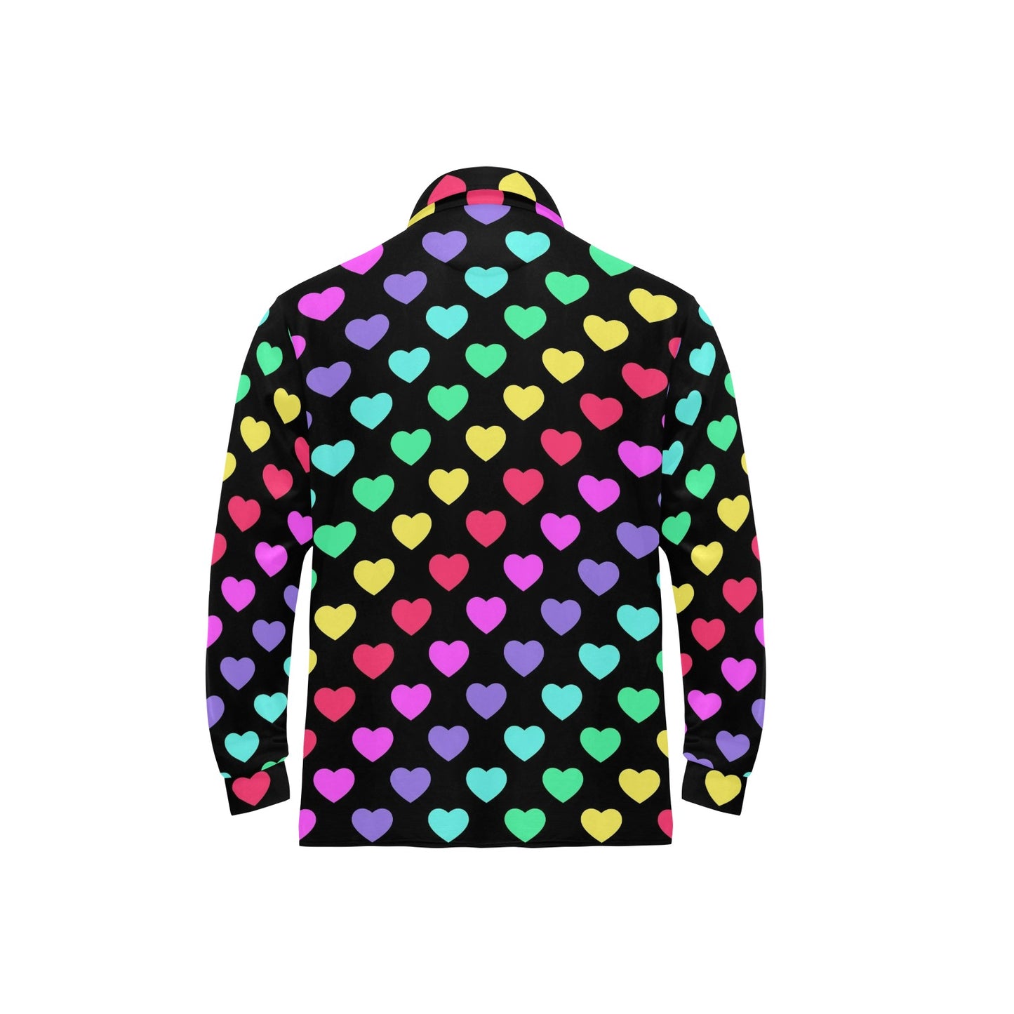 Heart Rainbow Pattern Print Design HE02 Long Sleeve Polo Shirt For Men's