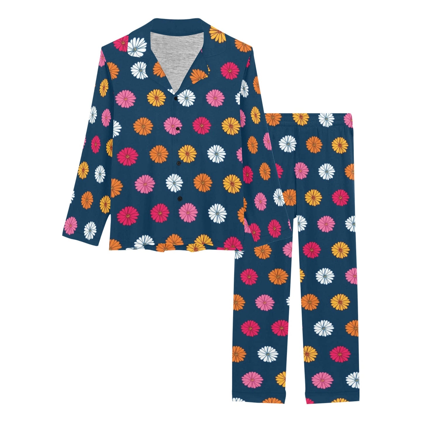 Gerberas Pattern Print Design GB06 Women's Long Pajama Set
