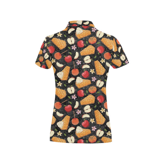Apple Pie Pattern Print Design 01 Women's Polo Shirt