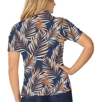 Tropical Flower Pattern Print Design TF07 Women's Polo Shirt