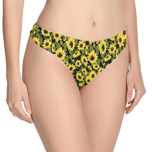 Sunflower Fresh Bright Color Print Women's Thongs