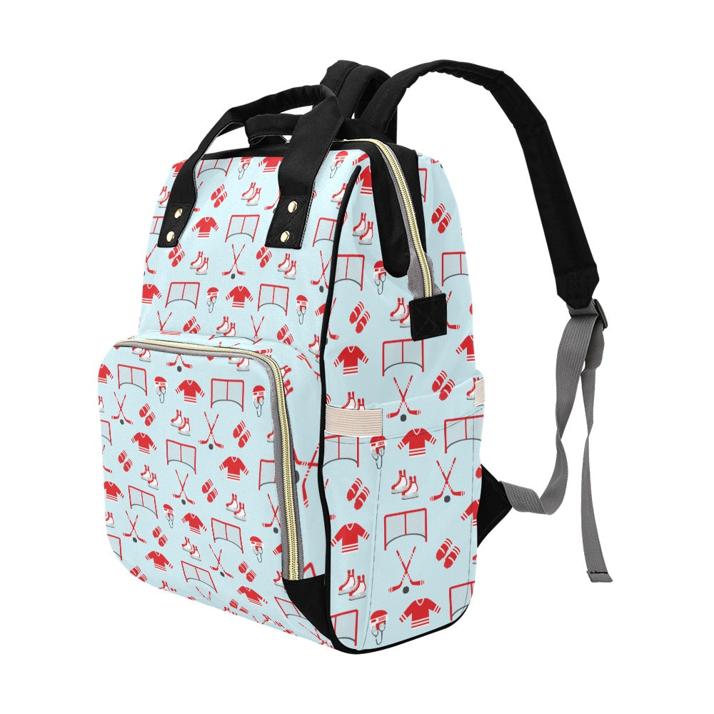 Hockey Red Equipment Print Design LKS305 Diaper Bag Backpack