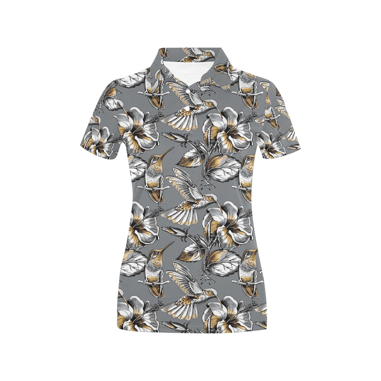 Hummingbird Pattern Print Design 02 Women's Polo Shirt