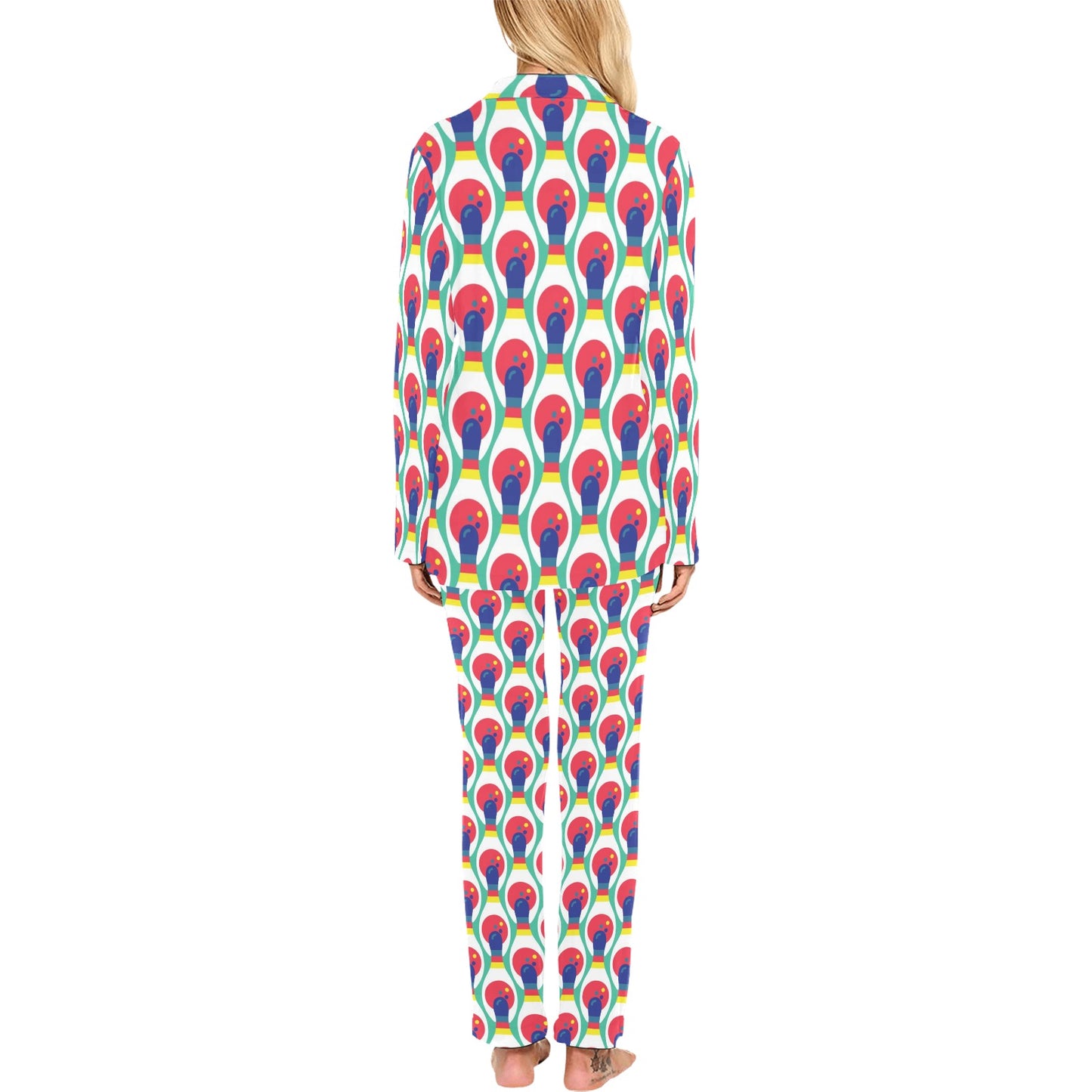 Bowling Pattern Print Design 05 Women's Long Pajama Set