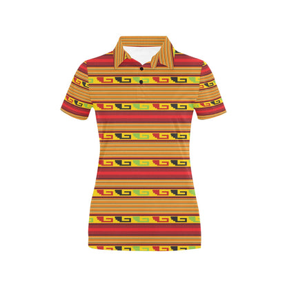 Mexican Blanket Ornament Print Pattern Women's Polo Shirt