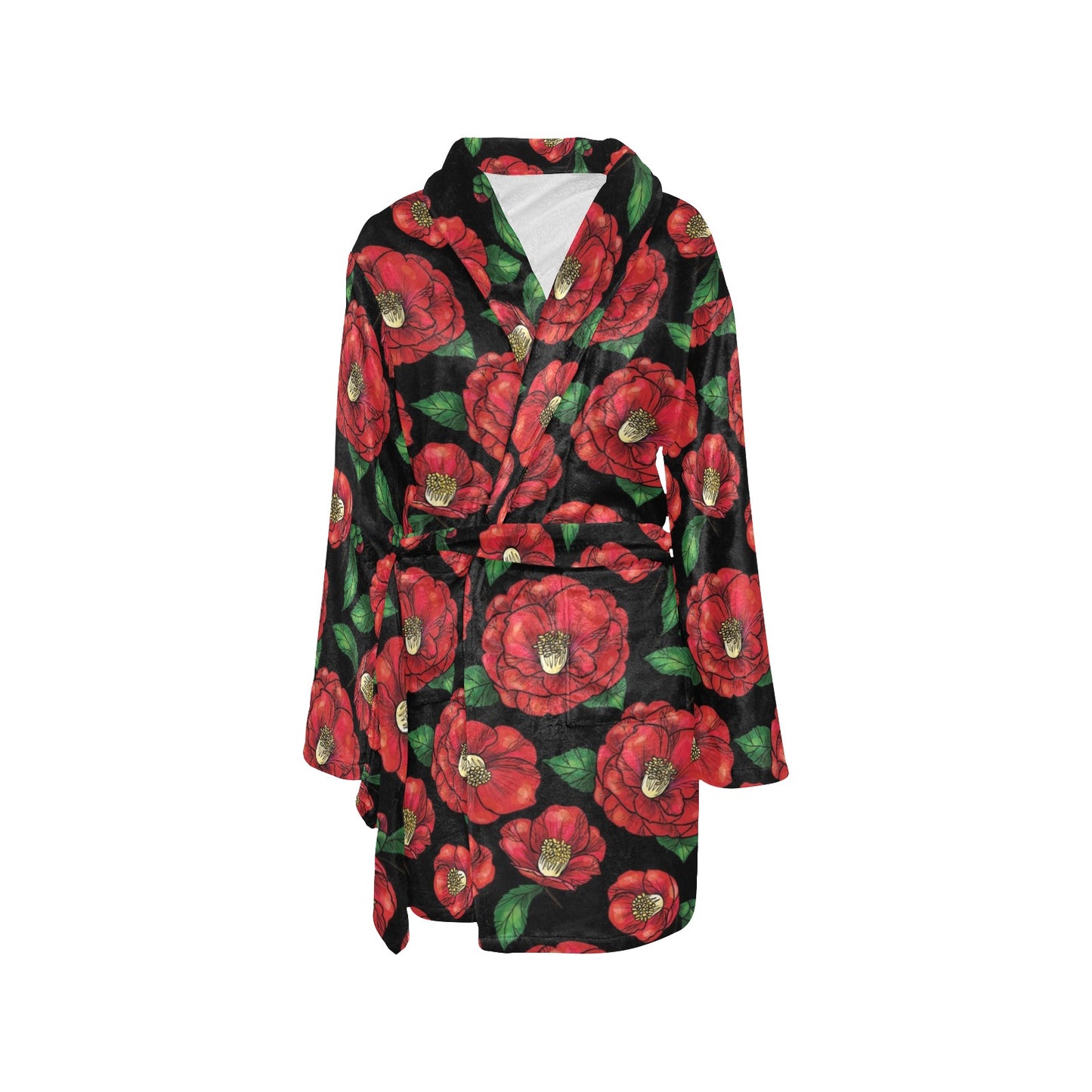 Camellia Pattern Print Design CM07 Women's Fleece Robe