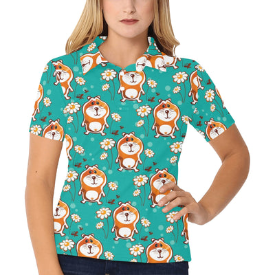 Hamster Pattern Print Design 01 Women's Polo Shirt