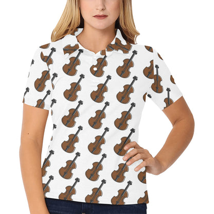 Violin Print Design LKS405 Women's Polo Shirt