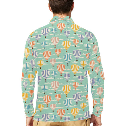 Ballon Pattern Print Design 01 Long Sleeve Polo Shirt For Men's