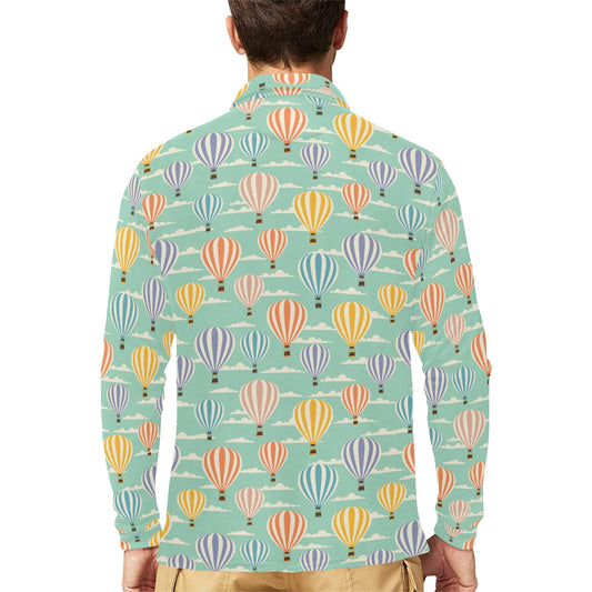 Ballon Pattern Print Design 01 Long Sleeve Polo Shirt For Men's