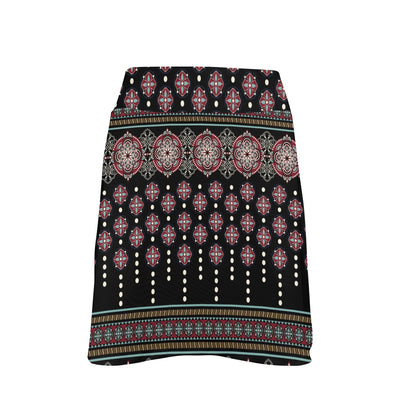 Ethnic Dot Style Print Pattern 17" Golf & Pickleball Skort with Pockets