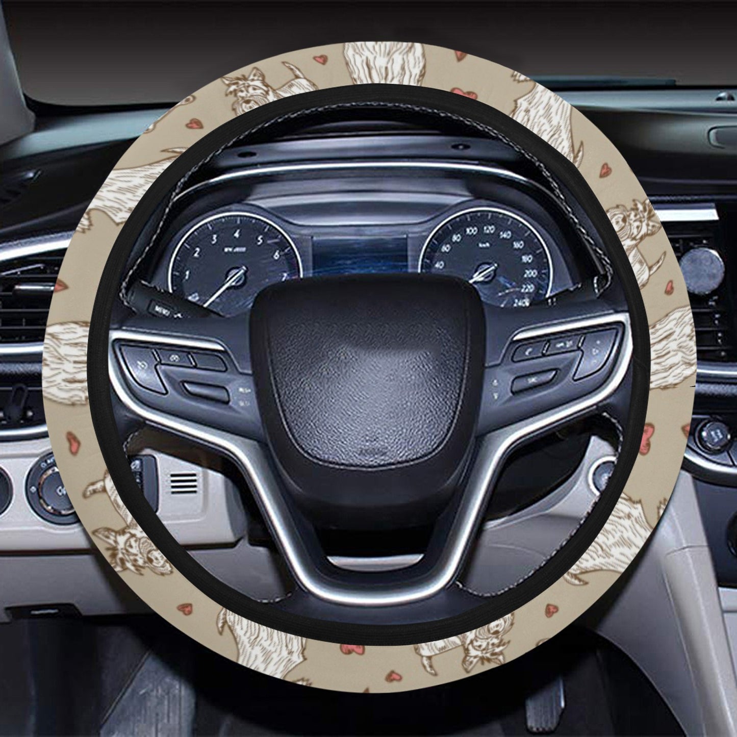 Scottish Terriers Print Design LKS3017 Steering Wheel Cover with Elastic Edge