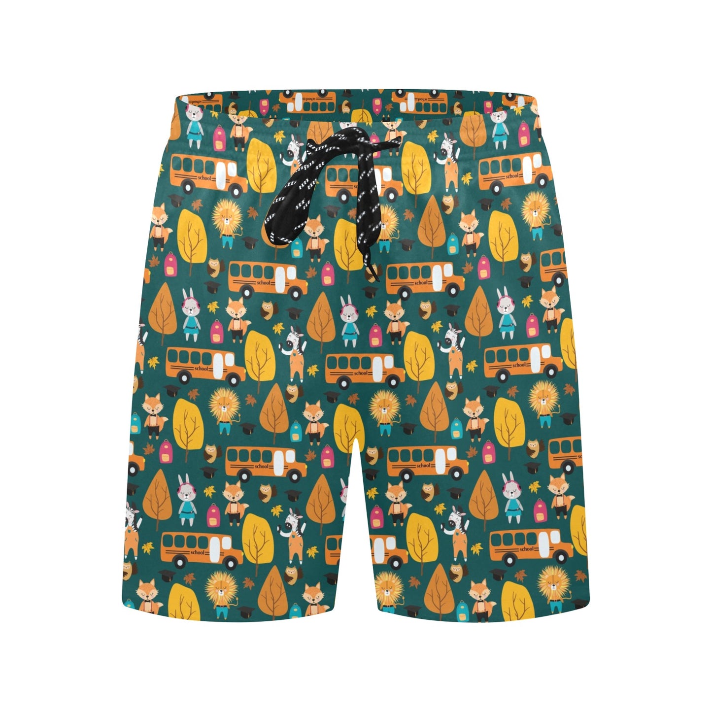 School Bus Print Design LKS309 Men's Swim Trunks Beach Shorts
