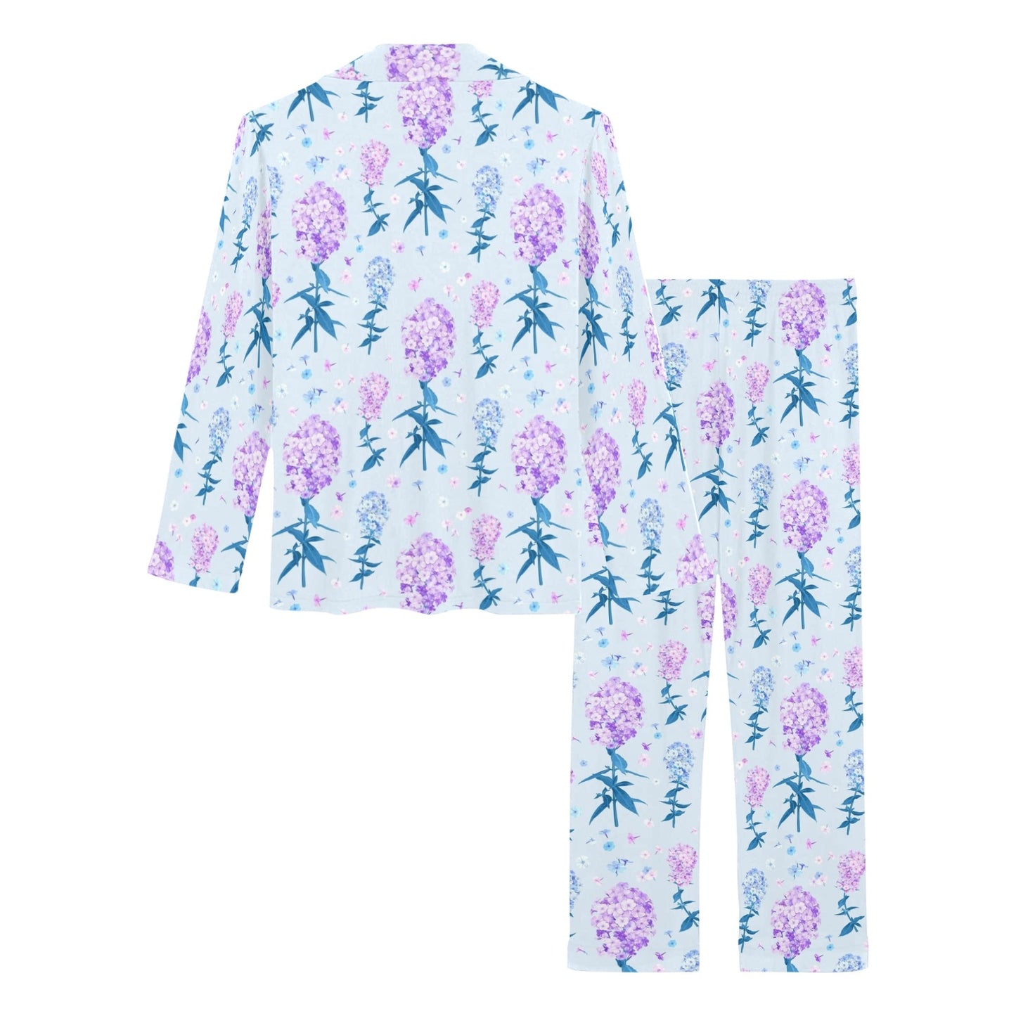 Lilac Pattern Print Design LI05 Women's Long Pajama Set
