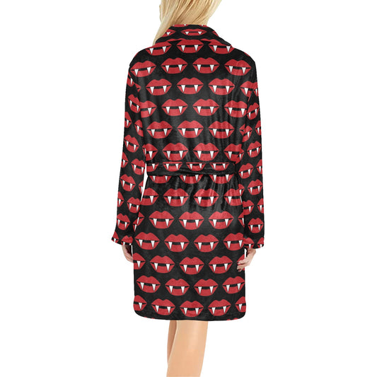Vampire Lips Print Design LKS302 Women's Fleece Robe