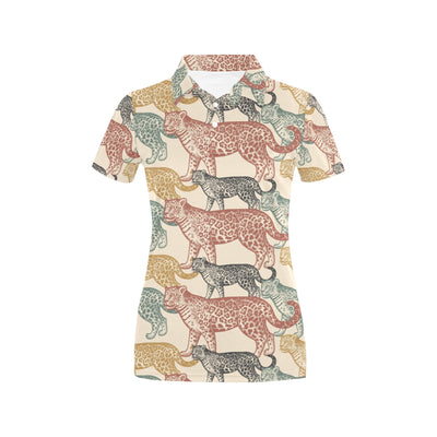 Jaguar Pattern Print Design 01 Women's Polo Shirt