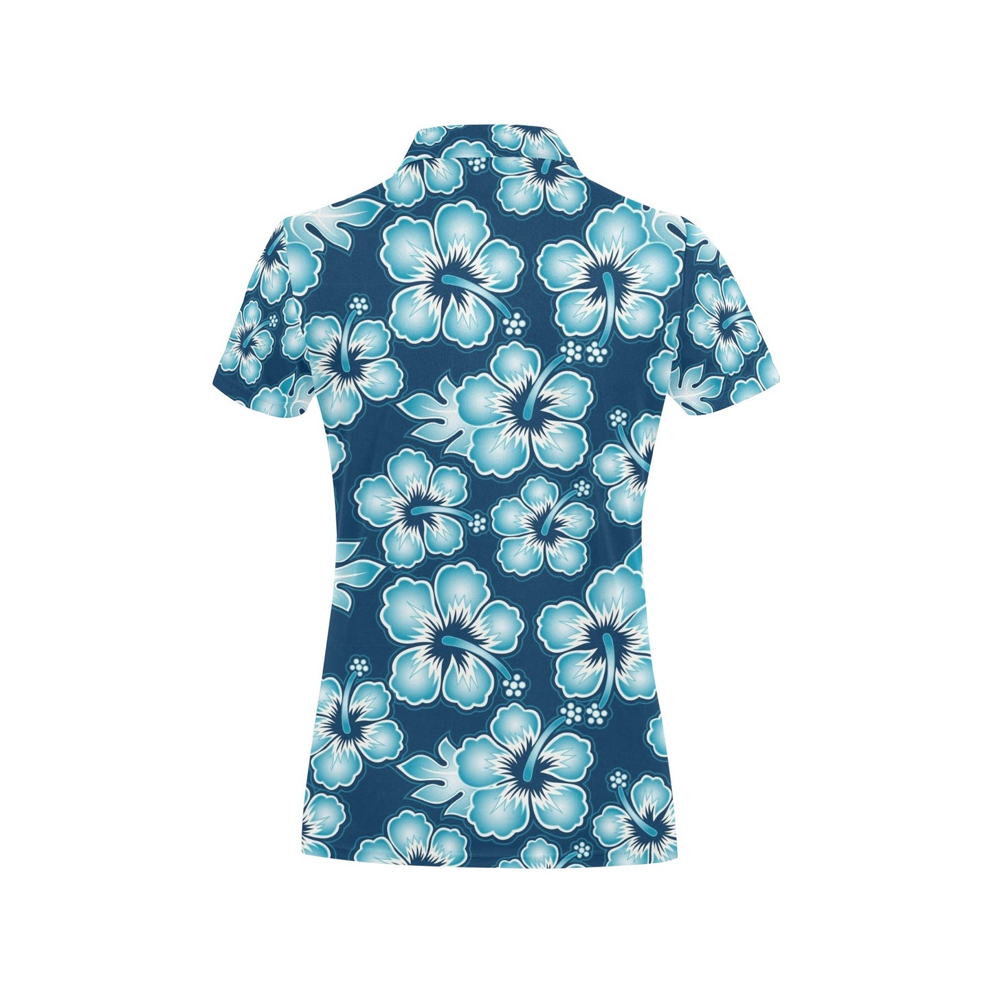 Blue Hibiscus Pattern Print Design HB011 Women's Polo Shirt