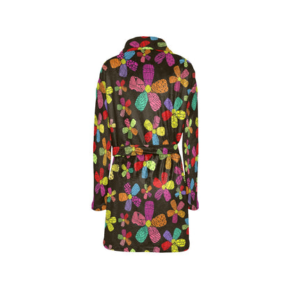 Flower Power Colorful Print Pattern Women's Fleece Robe