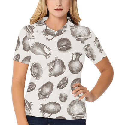 Pottery Pattern Print Design A01 Women's Polo Shirt