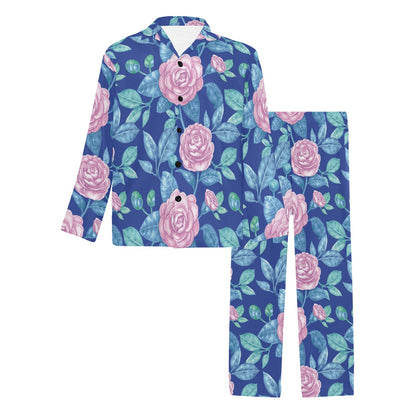 Camellia Pattern Print Design CM05 Men's Long Pajama Set