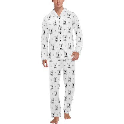 Bull Terriers Pattern Print Design 06 Men's Long Pajama Set