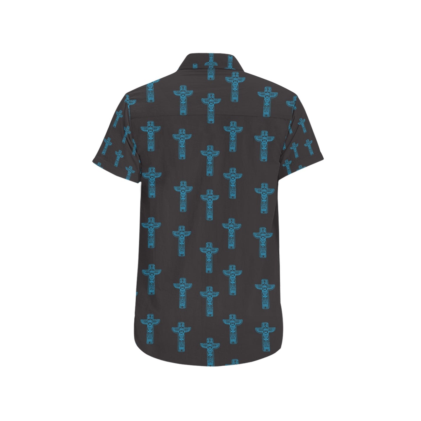 Totem Print Design LKS304 Men Short Sleeve Button Up Shirt