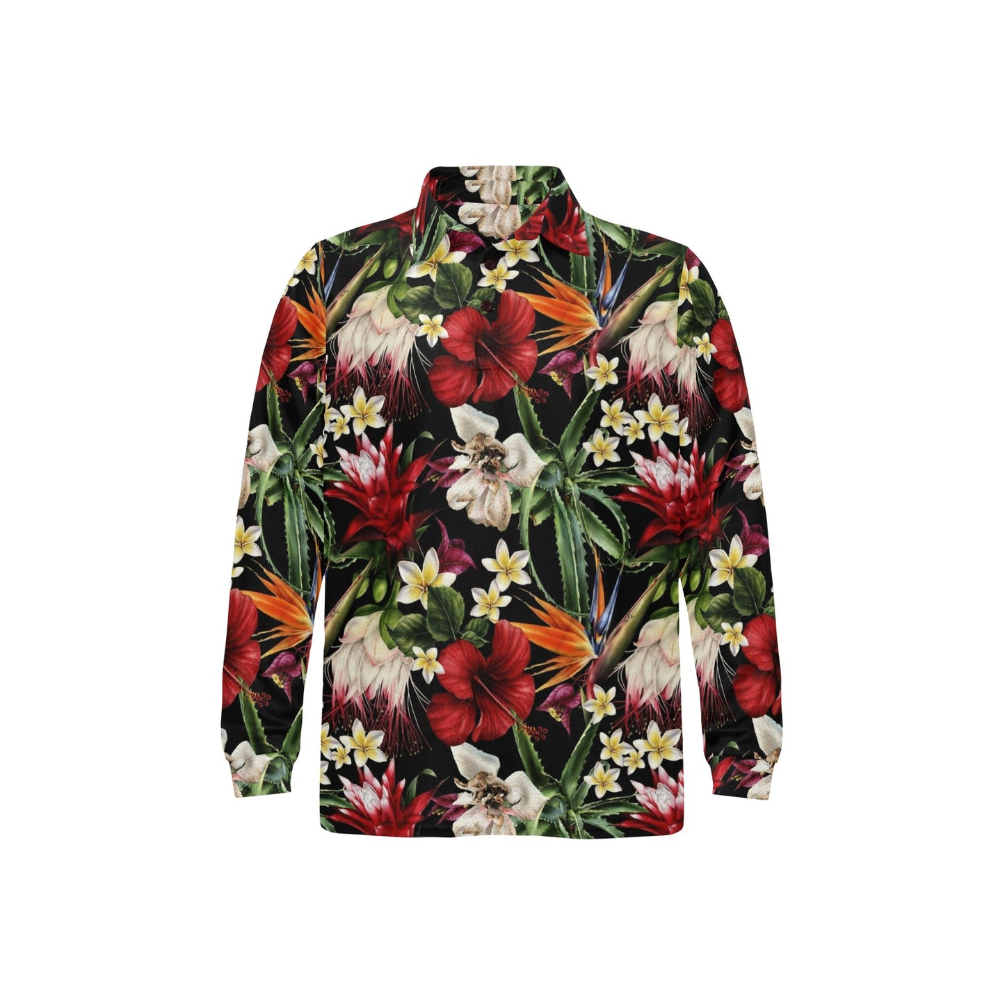 Summer Floral Pattern Print Design SF03 Long Sleeve Polo Shirt For Men's