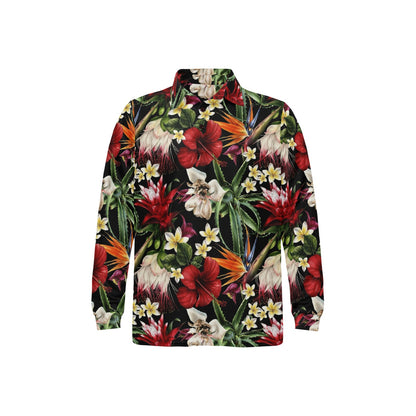 Summer Floral Pattern Print Design SF03 Long Sleeve Polo Shirt For Men's