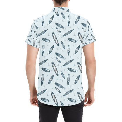 Surfboard Print Design LKS306 Men Short Sleeve Button Up Shirt