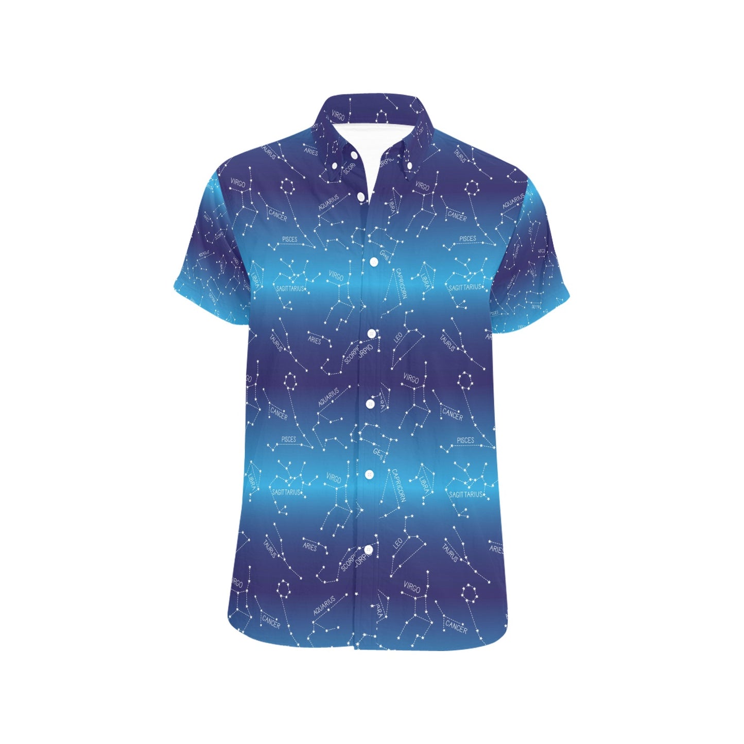 Virgo Print Design LKS302 Men Short Sleeve Button Up Shirt