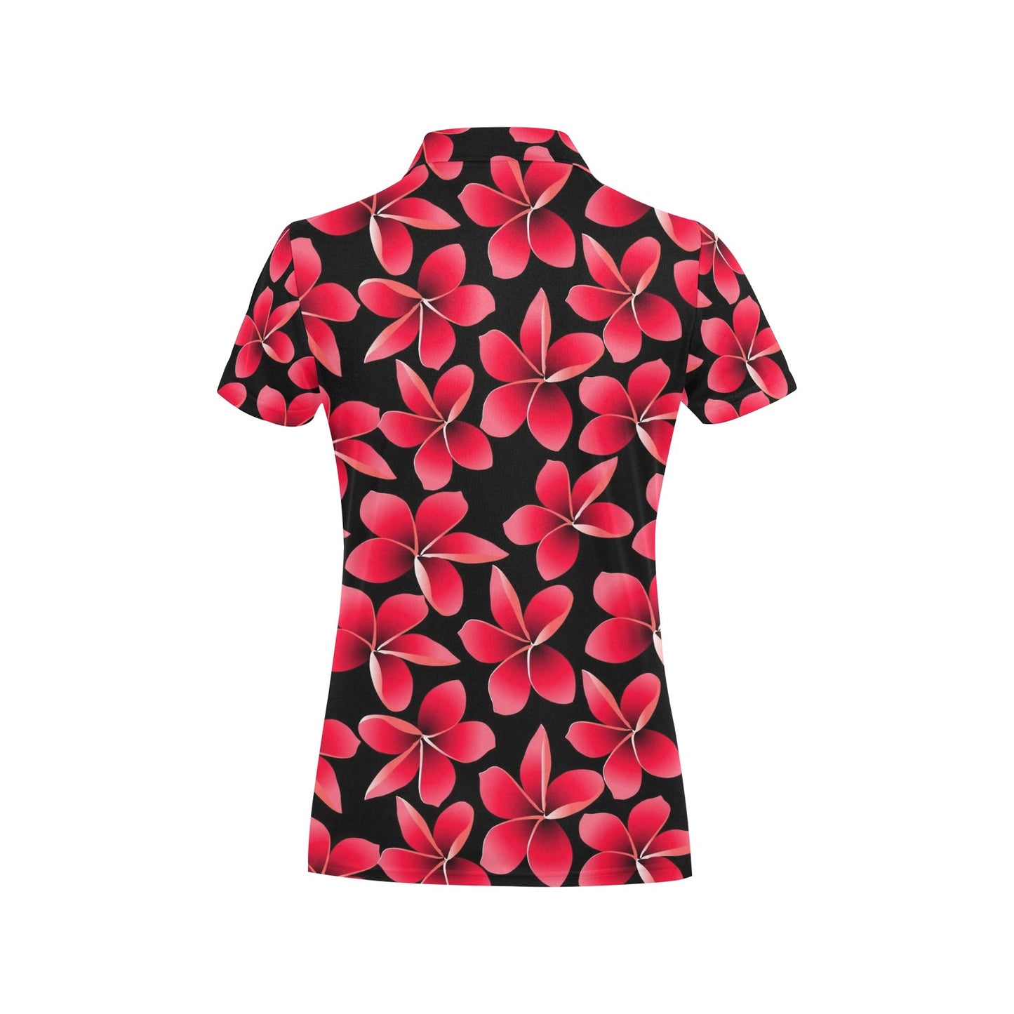 Red Plumeria Pattern Print Design PM025 Women's Polo Shirt