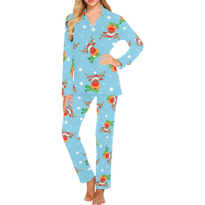 Reindeer cute Pattern Print Design 02 Women's Long Pajama Set