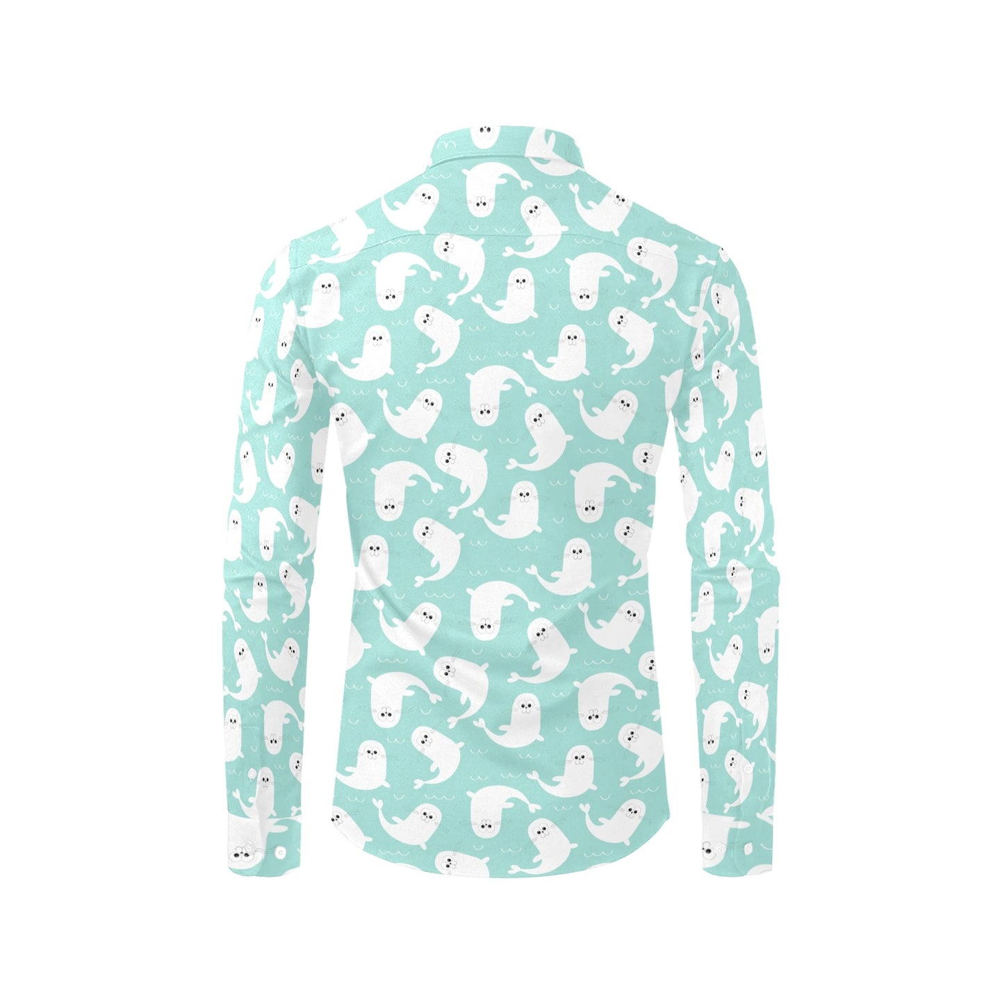 Sea Lion Print Design LKS401 Men's Long Sleeve Dress Shirt