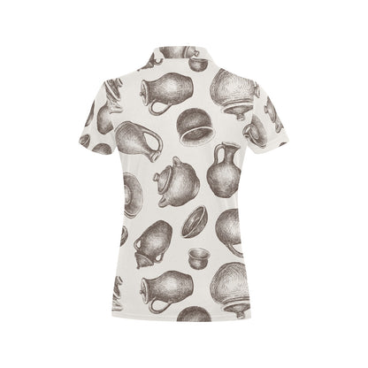 Pottery Pattern Print Design A01 Women's Polo Shirt