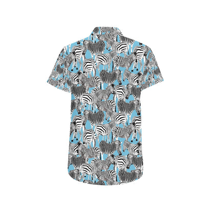 Zebra Print Design LKS305 Men Short Sleeve Button Up Shirt