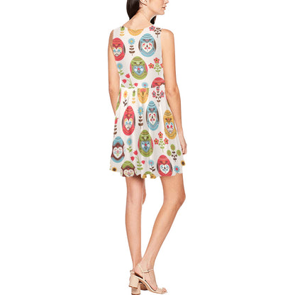 Easter Eggs Pattern Print Design RB011 Sleeveless Dress