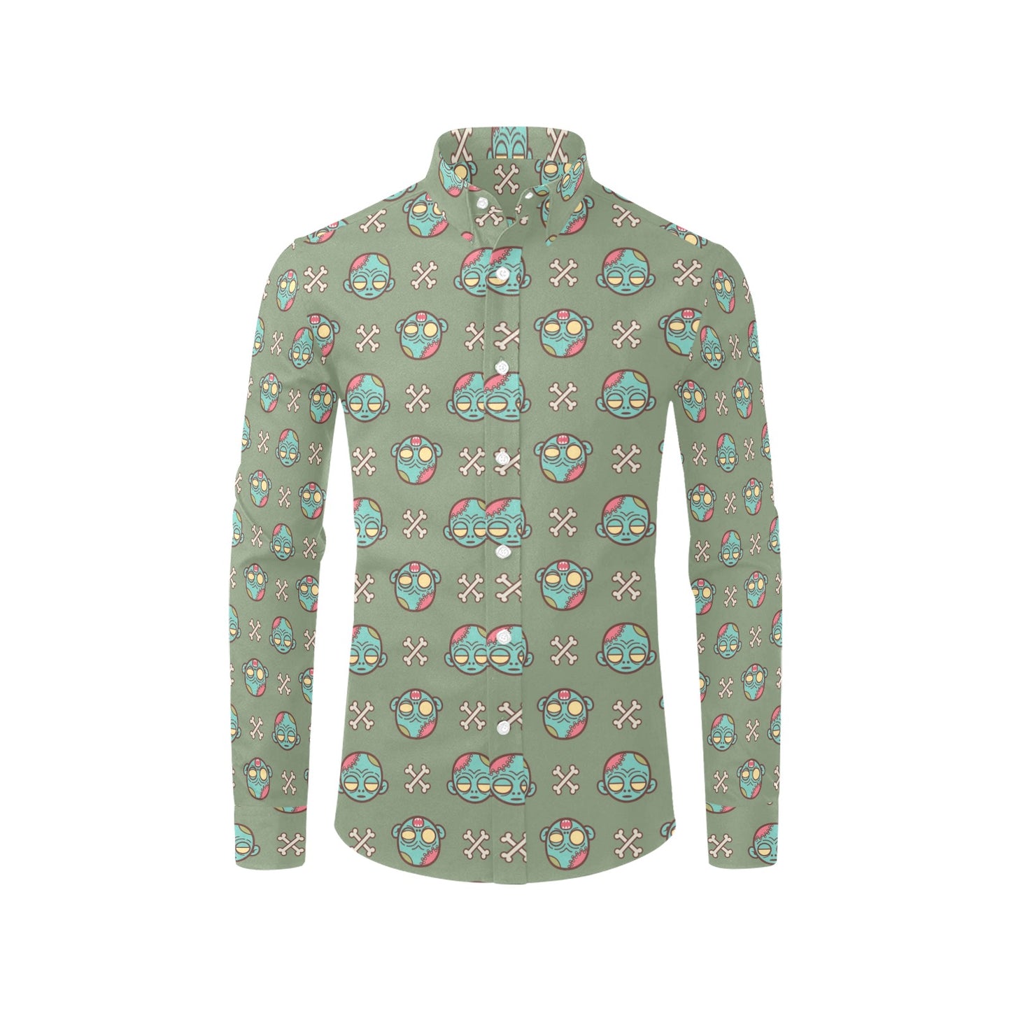Zombie Print Design LKS301 Men's Long Sleeve Dress Shirt