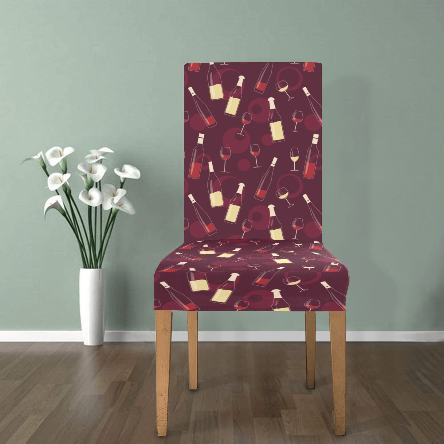 Wine Themed Print Design LKS302 Dining Chair Slipcover