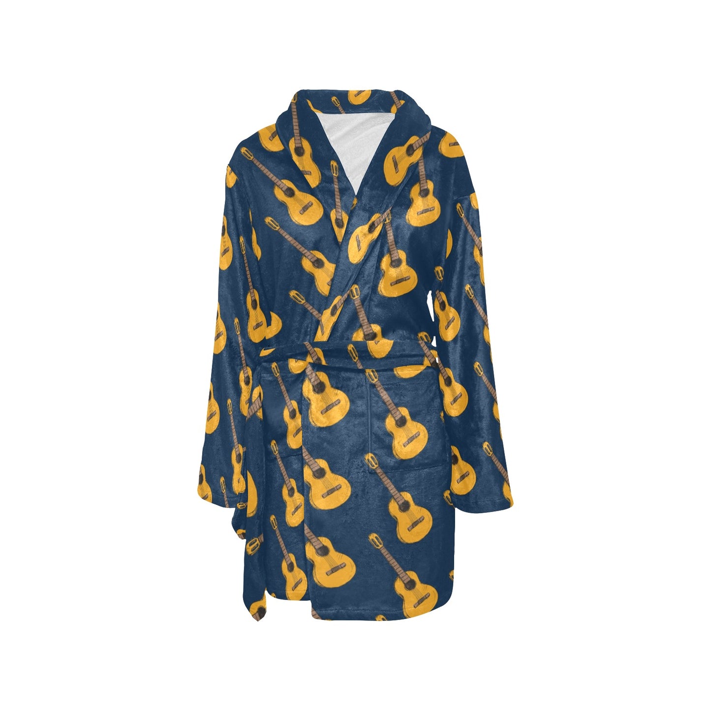 Acoustic Guitar Pattern Print Design 04 Women's Fleece Robe