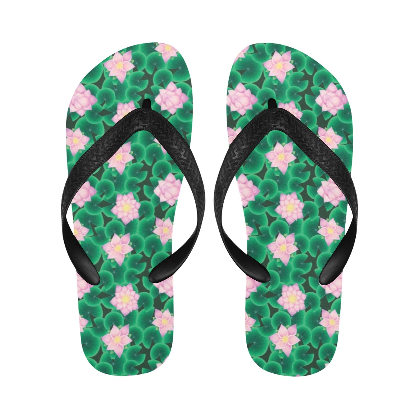 Water Lily Print Design LKS303 Flip Flops